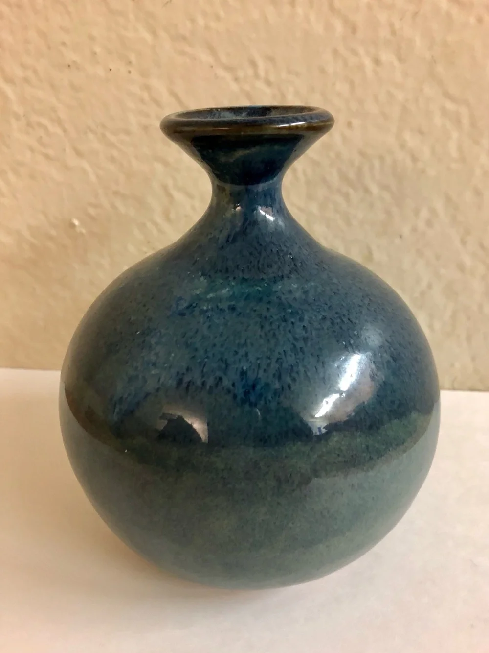 Handmade Blue Ceramic Decorative Vase Signed.